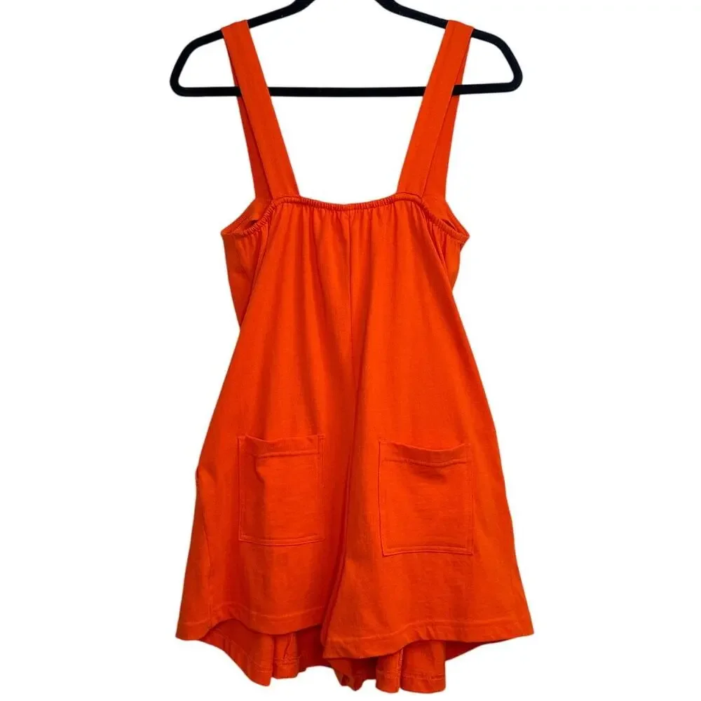 Free People Nichola Romper Tangerine Tango Women's Size XS - Picture 7 of 8